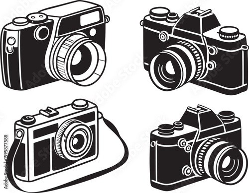 Camera Silhouette Vector Black Photography Icon for Logos, Stickers, and T-Shirt Designs