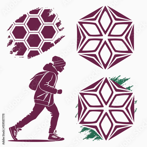 Runner with geometric designs jogging athletic