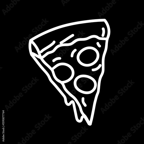 Pizza slice graphic appears appetizingly delicious on black background detail