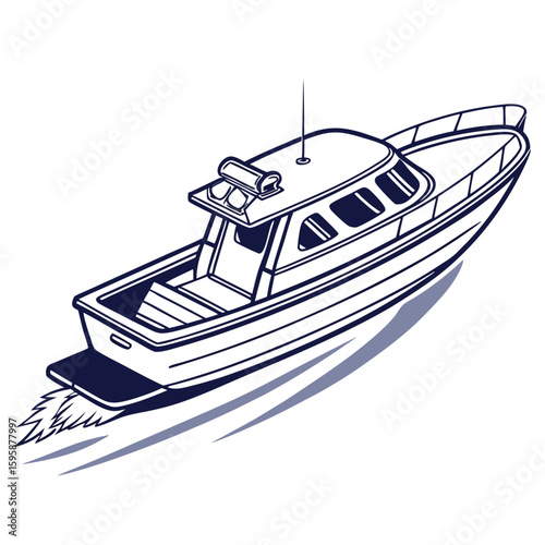 Sleek motorboat cruising through water watercraft nautical