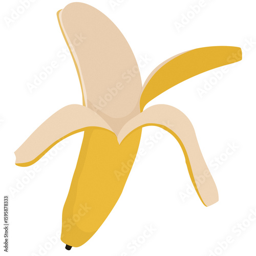 A peeled banana, a vibrant and appetizing fruit, ready to be enjoyed. The banana is a popular healthy snack. 