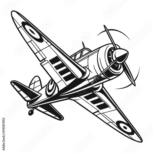 Vintage propeller aircraft in flight airplane aviation