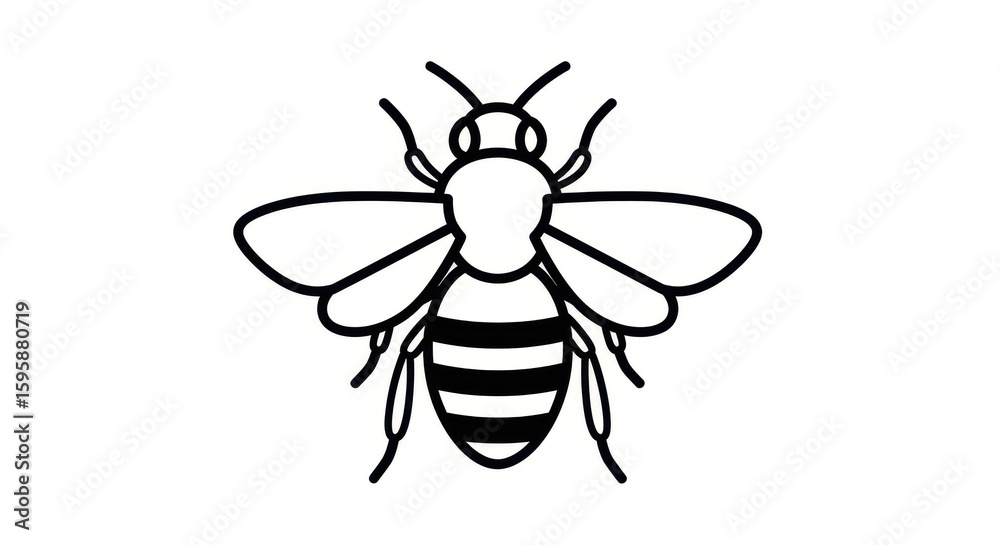 Obraz premium Black and white bee vector on white background