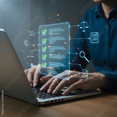 Digital legal document review and analysis on laptop