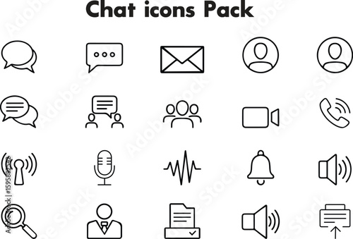 Chat Icons: A collection of stylish and functional icons, designed to enhance the user interface, offering a comprehensive set of visual elements for communication and messaging platforms. 