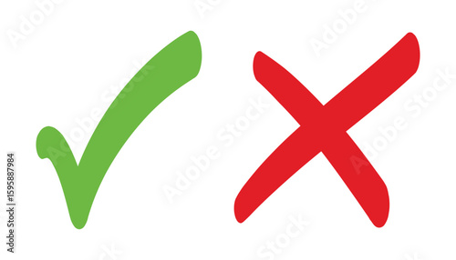 green tick and red cross massage box icons. check mark and cross mark massage icon box.