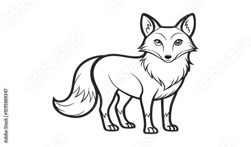 Playful red fox cartoon vector illustration isolated on white