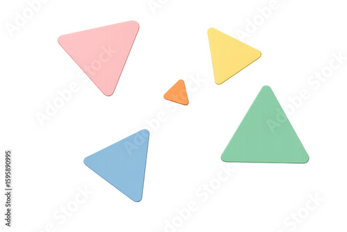 Pastel-colored triangles of varying sizes are floating against a transparent background, creating a simple yet dynamic composition Free Download Pastel-colored triangles of varying sizes are floating against a transparent background, creating a simple yet dynamic composition - GFXLoad