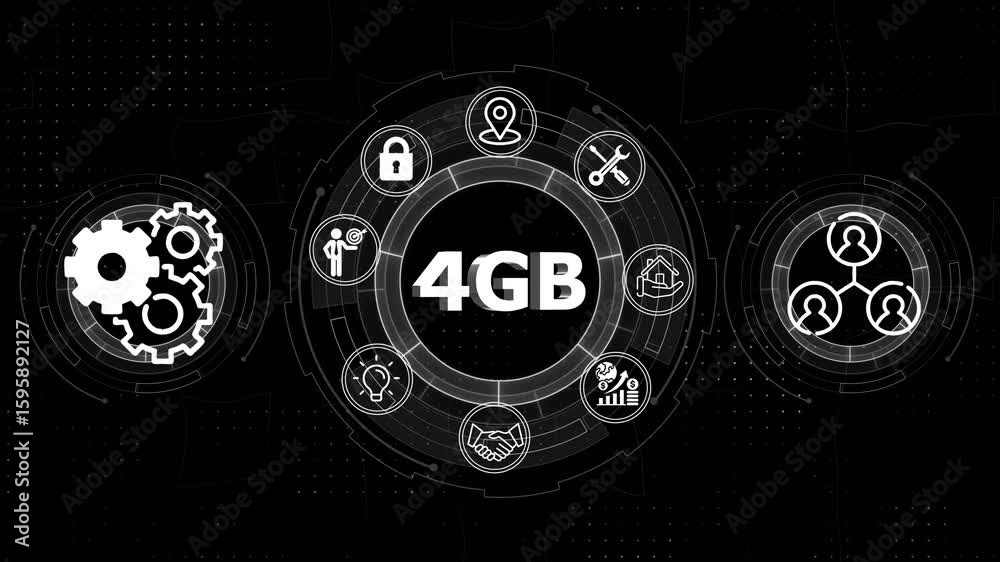 Futuristic 4 G B Data Technology Concept Illustration Digital Interface with Icons Representing