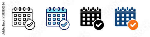Schedule All In One Icon Multi Styles Vector Set