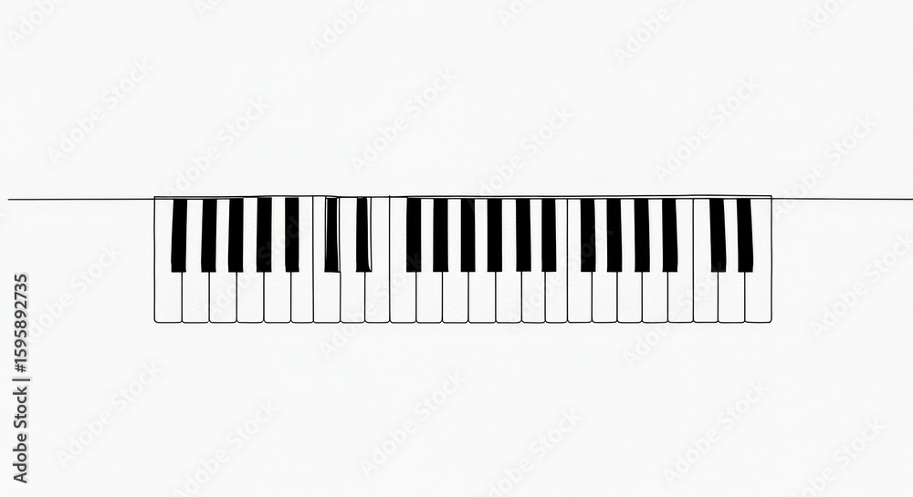 Fototapeta premium Minimalist piano keyboard line drawing conveying musical elegance and simplicity