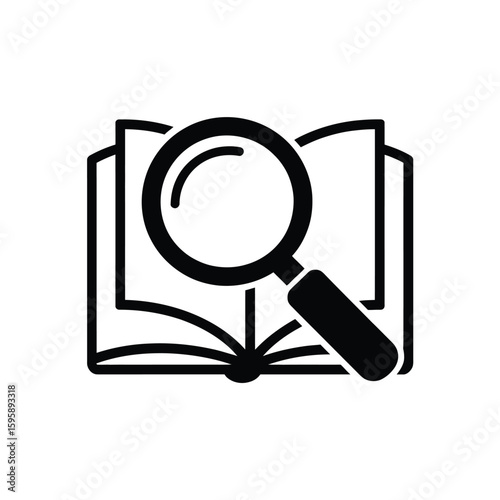 Book with Magnifying Glass Icon for Research and Investigation