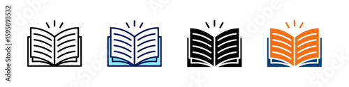Reading All In One Icon Multi Styles Vector Set
