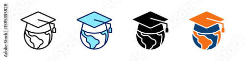 Global All In One Icon Multi Styles Vector Set