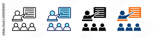 Teaching All In One Icon Multi Styles Vector Set