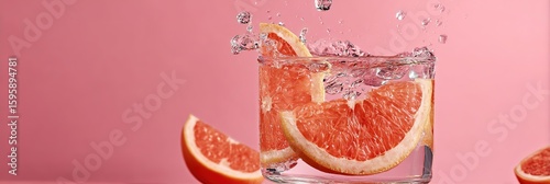 On a simple and healthy background, the natural crystalline salt complements the grapefruit slices beautifully, with abundant water content.