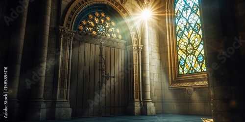 Wallpaper Mural Ancient Church Facade, Ornate Door and Windows Torontodigital.ca