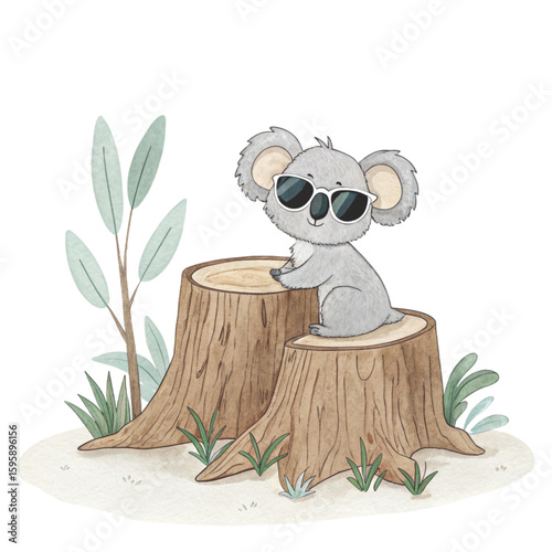 A cut down log the cutest animal in the world wearing sunglasses