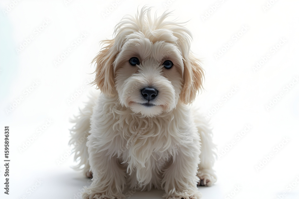 Obraz premium Adorable Puppy Looking at Camera on a White Background
