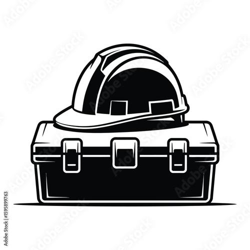 Hard Hat Resting on a Tool Box