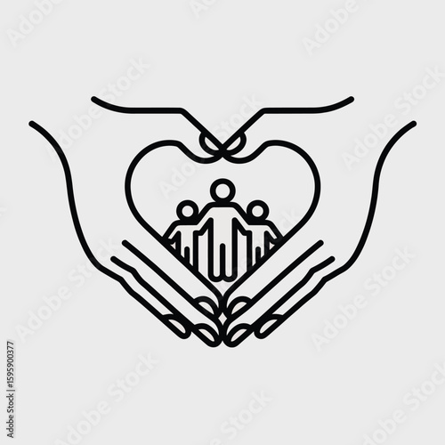 Hands Forming Heart Protecting Family Icon
