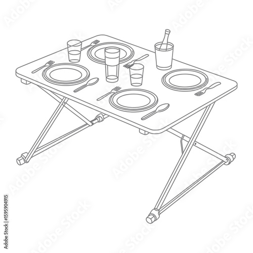 Folding Table with Place Settings