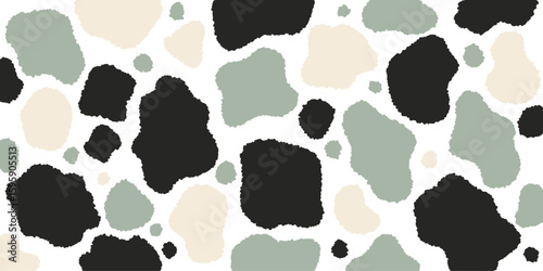 くすみカラーの牛柄模様のシンプルでおしゃれな背景イラスト