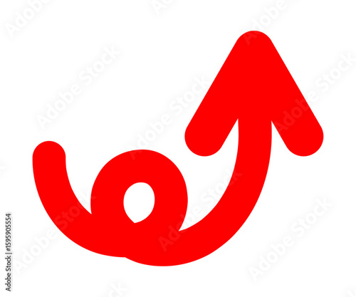 くるっとカールした赤い矢印のアイコン