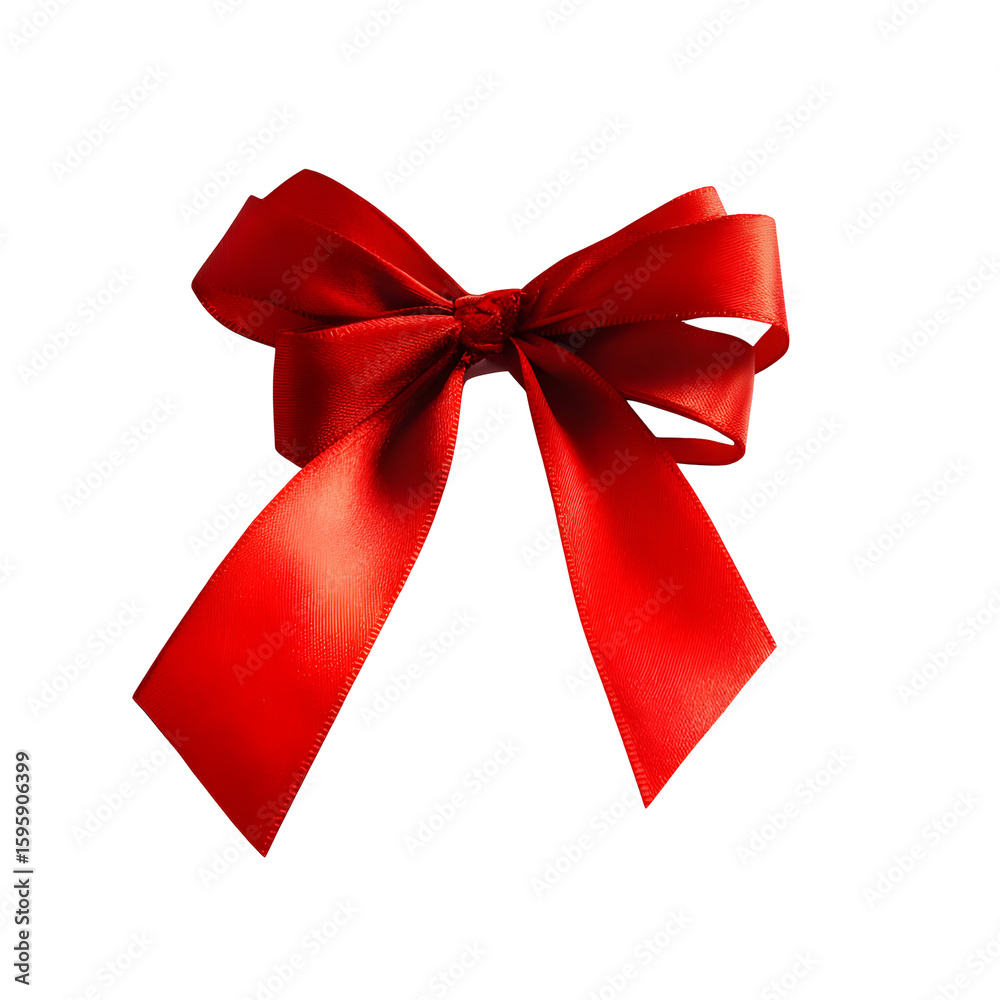 Fototapeta premium Crimson silk bow, a festive ornamentation against darkness, symbolising elegance