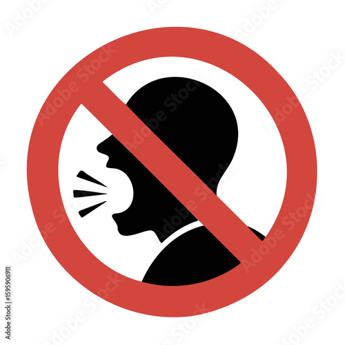 No Shouting Sign  Keep Quiet Prohibition Symbol
