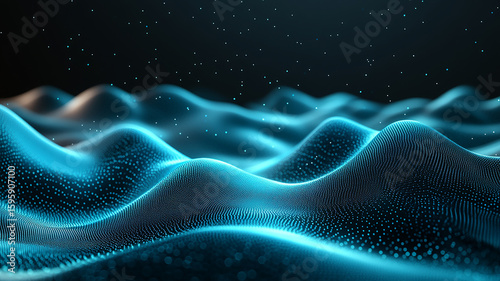 Ethereal Blue Nebula: Abstract 3D Render of Celestial Landscape
