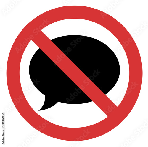 No Talking Sign Prohibition Symbol for Silence and Censorship
