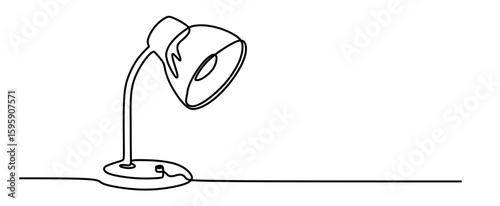 continuous line art of a desk lamp or study lamp. study concept using a desk lamp