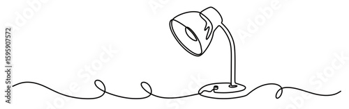 continuous line art of a desk lamp or study lamp. study concept using a desk lamp