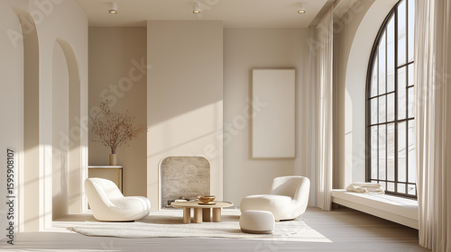 Minimalist Living Room in Quiet Luxury Style with Muted Tones and Elegant Interior Design Elements, Serene and Sophisticated Home Decor

