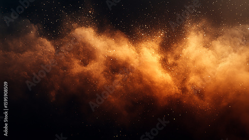 Cosmic Nebula: Fiery Orange and Dark Brown Space Background Texture