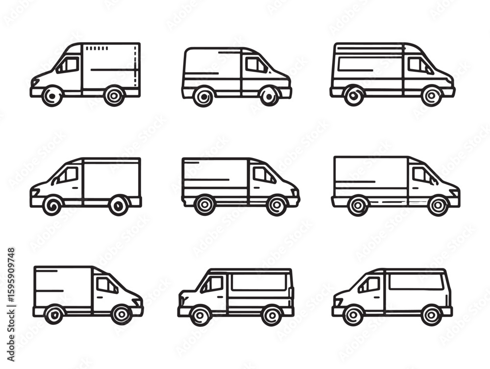 Fototapeta premium Cargo van line art design for commercial use