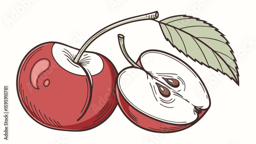vector illustration of ripe plums