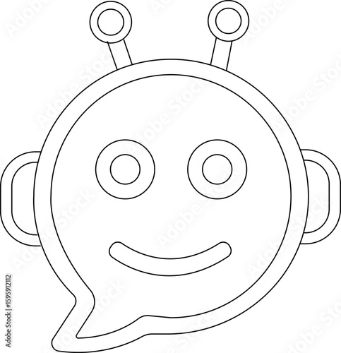 Chatbot icon.Artificial Intelligence machine Learning and chat bot.Ai chatbot icon featuring communication and translation symbols., Outline Symbol Vector Illustration.chatbot ai with a robot.