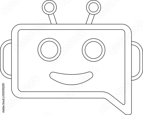 Chatbot icon.Artificial Intelligence machine Learning and chat bot.Ai chatbot icon featuring communication and translation symbols., Outline Symbol Vector Illustration.chatbot ai with a robot.