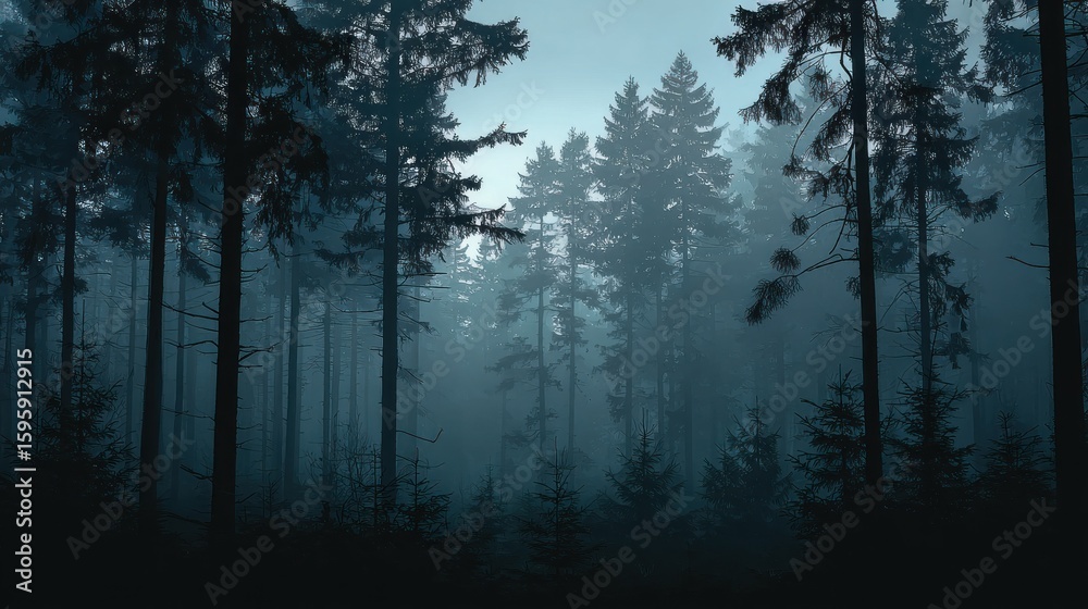Obraz premium Misty forest scene