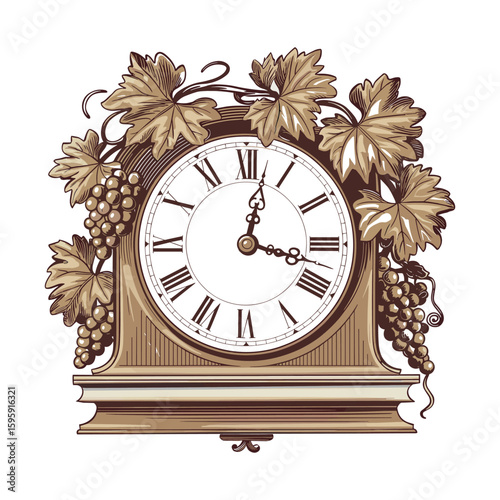Vintage Style Roman Numeral Wall Clock Grapevine Design