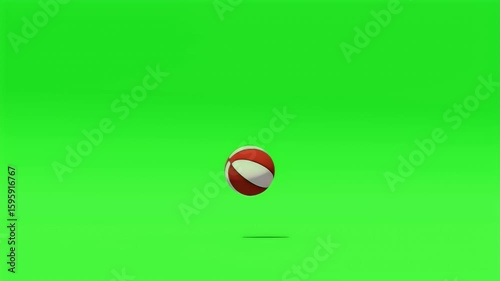 An animated basketball dynamically bounces against a solid green screen, ideal for chroma keying. Suitable for sports graphics, game elements, or energetic video backgrounds.