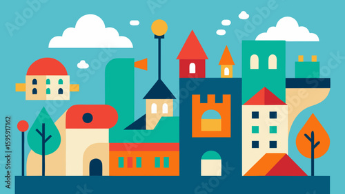 Doodle Urban Street with Quirky Buildings