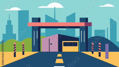toll booth station modern style highway entrance
