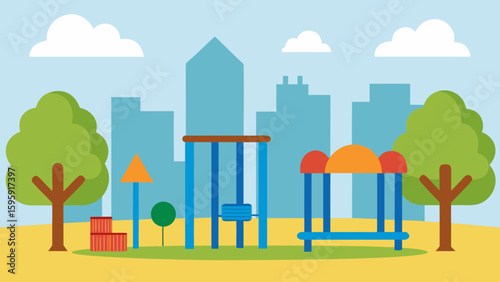 vector playground city park swings slides fun