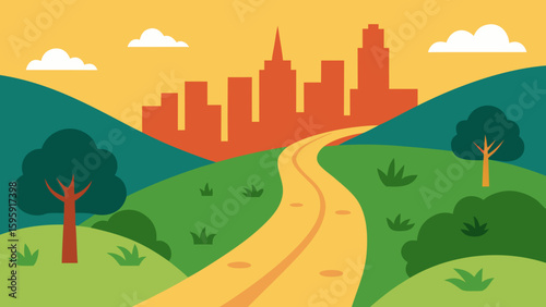 vector hiking trail nature forest outdoor path