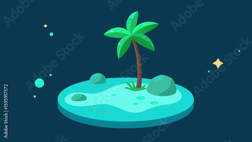 mini tropical scene floating leaves glowing