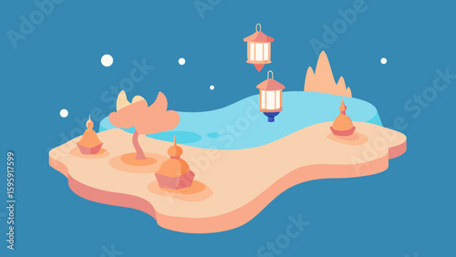 miniature paradise beach floating lanterns