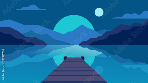 tranquil mountain lake narrow wooden dock